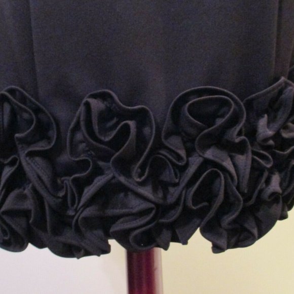 DONNA RICCO BLACK ROSETTE RUFFLE HEM SLEEVELESS COCKTAIL DRESS 4 NWT GORGEOUS! - Picture 1 of 5